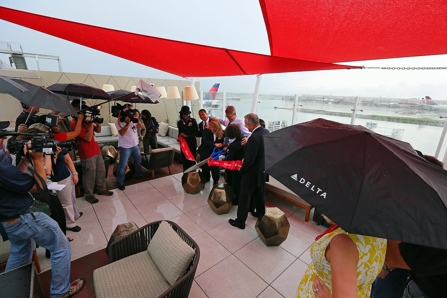 Delta Air Lines' outdoor terrace offers runway views