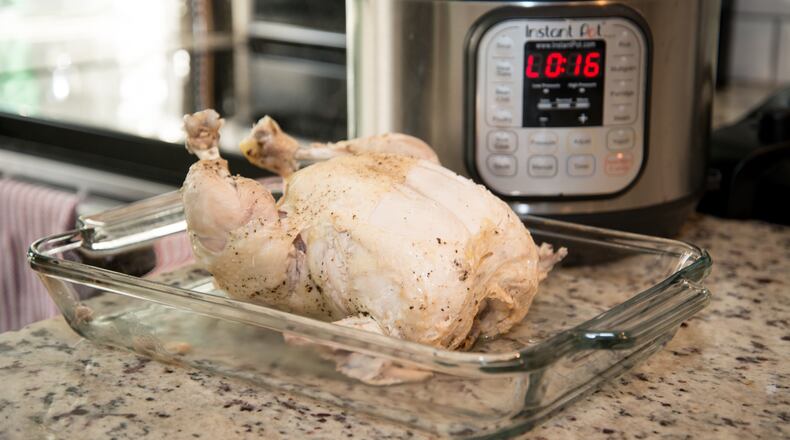Tucker Berta Sarkisian's "Melt-off the Bone Juicy Whole Chicken" prepared in the Instant Pot. / Photo credit- Mia Yakel.