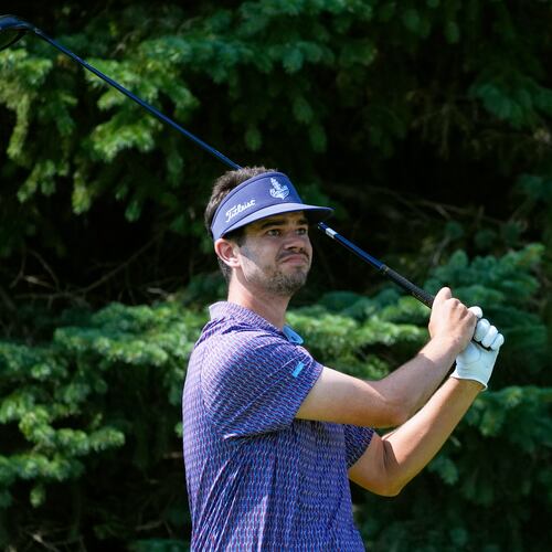 Beau Hossler hits from the second tee during the first round of the 3M Open golf tournament at the Tournament Players Club Thursday, July 23, 2026, in Blaine, Minn. (AP Photo/Bruce Kluckhohn)