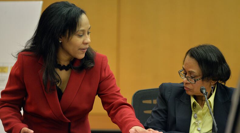 Fulton County Chief Senior Assistant DA Fani Willis questions Sharron Pitts, former chief of staff to then-Superintendent Beverly Hall, on Day 55 of the Atlanta Public Schools test-cheating trial.