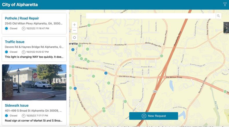 Alpharetta's SeeClickFix Tool makes it easy to report potholes, streetlight outages and more. COURTESY CITY OF ALPHARETTA