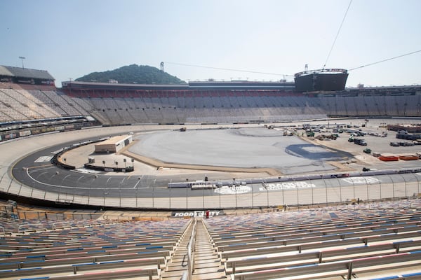 Construction is shown of the baseball field being constructed during a Speedway Classic Open House Event at Bristol Motor Speedway in Bristol, Tenn, on Tuesday, June 24, 2025. (Ben Earp/Ben Earp Photography via AP)