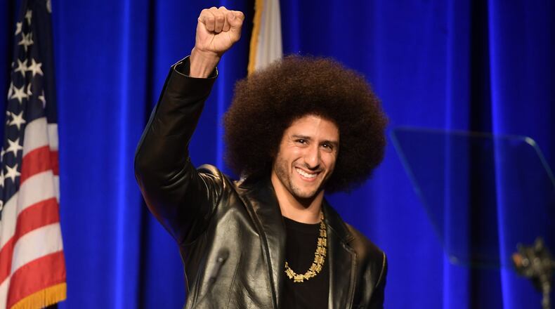Honoree Colin Kaepernick speaks onstage at ACLU SoCal Hosts Annual Bill of Rights Dinner at the Beverly Wilshire Four Seasons Hotel on December 3, 2017 in Beverly Hills, California. (Photo by Matt Winkelmeyer/Getty Images)