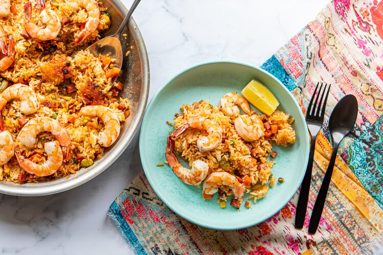 Quick Shrimp and Chorizo Paella. (Aaliyah Man for the AJC/Food styling by Kate Williams)