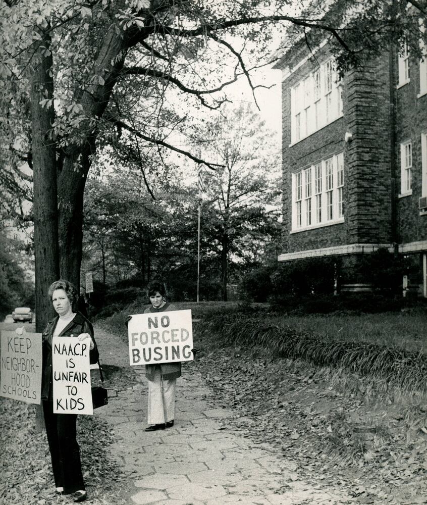 Protesting racial integration, 1972