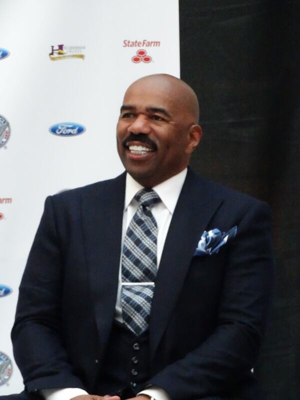Steve Harvey, at a recent press conference to announce his 2014 Neighborhood Awards, which is in Atlanta for the first time from Aug. 7 to 10. Tickets go on sale March 7. CREDIT: Rodney Ho/rho@ajc.com