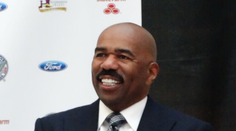 Steve Harvey, at a recent press conference to announce his 2014 Neighborhood Awards, which is in Atlanta for the first time from Aug. 7 to 10. Tickets go on sale March 7. CREDIT: Rodney Ho/rho@ajc.com
