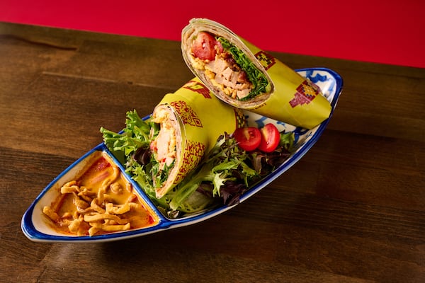 The chicken khao soi roti wrap at Terminal 26.