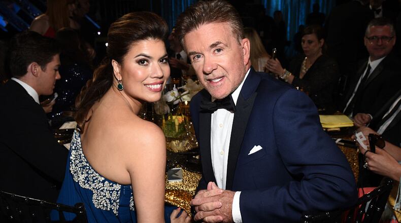 BURBANK, CA - APRIL 26:  TV personalities Tanya Callau (L) and Alan Thicke attend The 42nd Annual Daytime Emmy Awards at Warner Bros. Studios on April 26, 2015 in Burbank, California.  (Photo by Michael Buckner/Getty Images for NATAS)