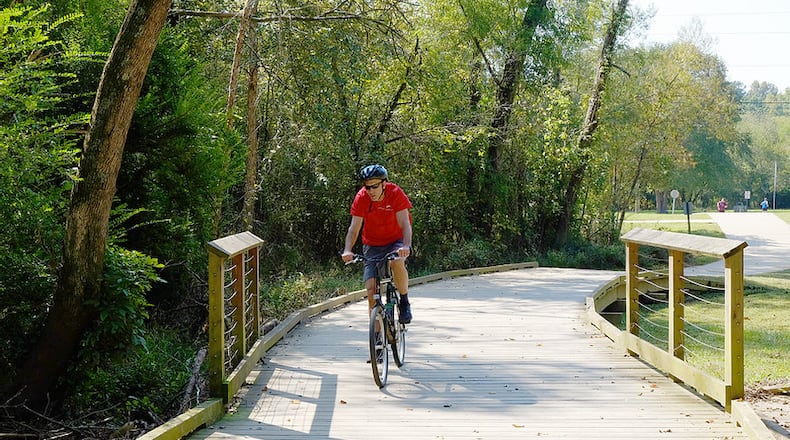 A new Georgia Tech study found bicycling-related industries generate $496 million a year and employ 4,529 people in Georgia. (Photo courtesy City of Suwanee)