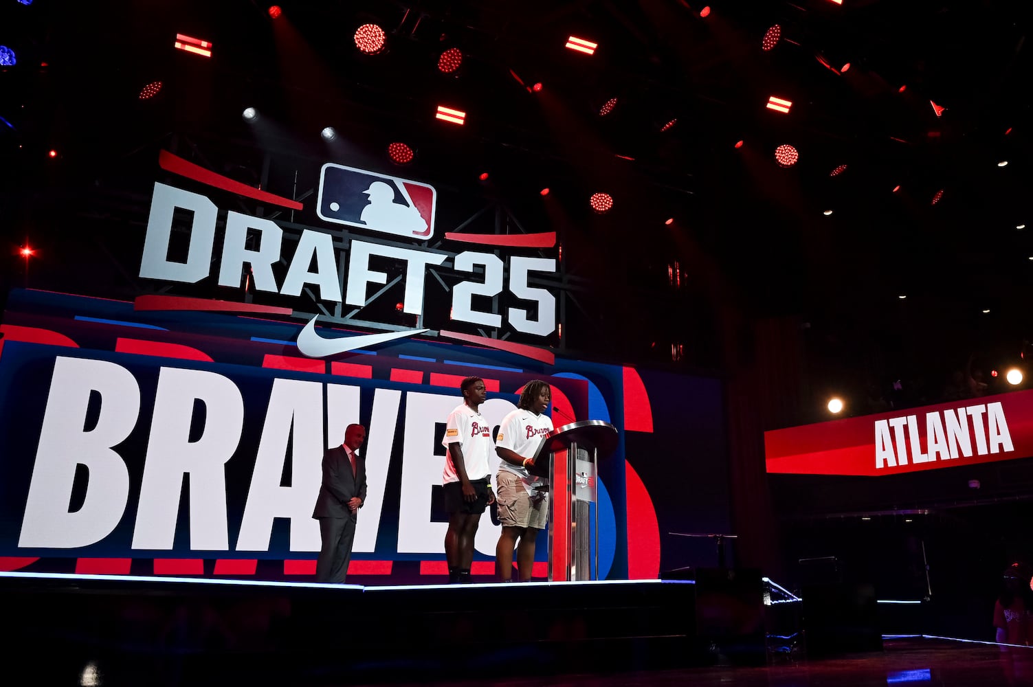 The Atlanta Braves select short stop and outfielder, Tate Southisene, in the 22nd pick of the 2025 MLB Draft Sunday, July 13, 2025 at the Coca-Cola Roxy in Atlanta. (Daniel Varnado/For the Atlanta Journal-Constitution)