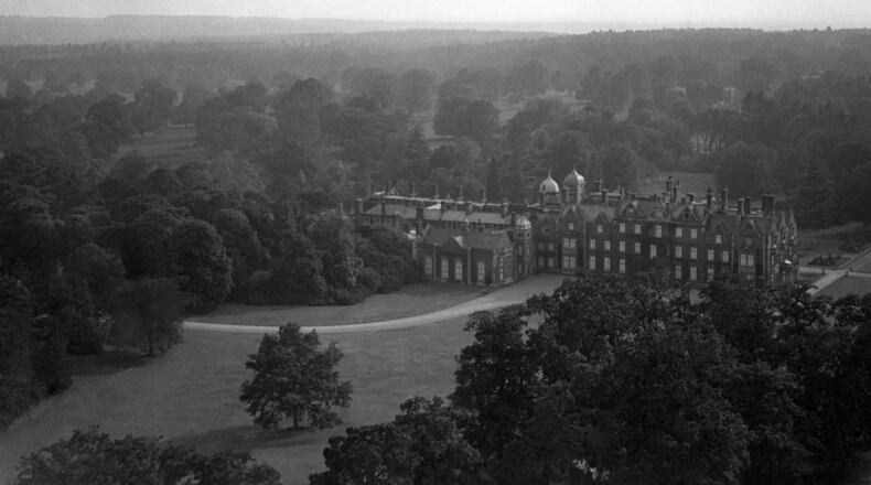 FILE - An aerial view of Sandringham estate in Norfolk, England, 1934. (AP Photo/Sidney Beadel, File)