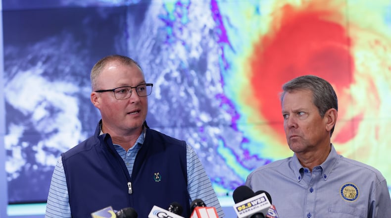 Director of Georgia Emergency Management Chris Stallings (left) has been tapped to join the Trump administration in a role with the Small Business Administration. (Miguel Martinez/AJC 2024)