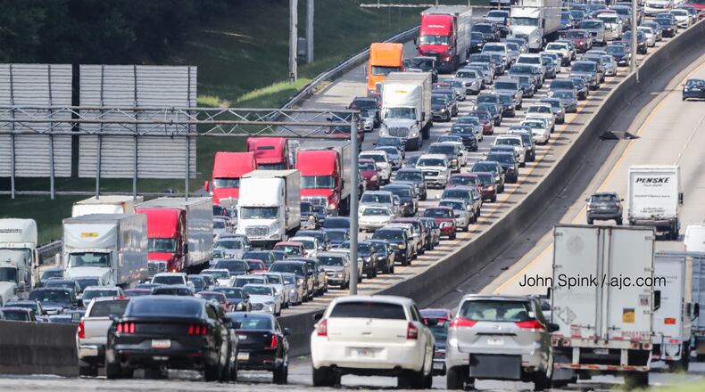 The interstate was a parking lot during the peak of the Monday morning commute.