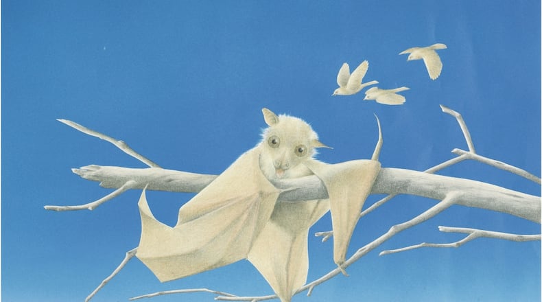 A baby bat is separated from her mother, and is adopted by a nest of birds. She’s allowed to stay, as long as she acts like a bird. The story, “Stellaluna,” is adapted by the Center for Puppetry Arts for its 2019-2020 season. CONTRIBUTED: CENTER FOR PUPPETRY ARTS