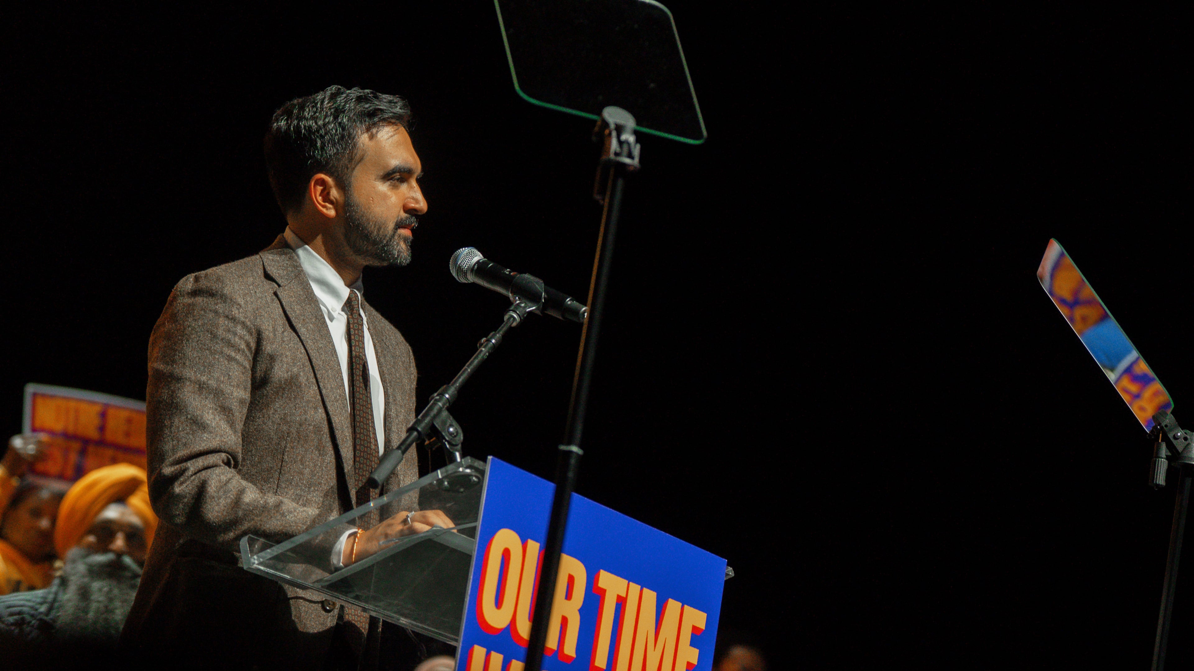 New York City mayoral candidate Zohran Mamdani speaks during his election campaign event, Monday, Oct. 13, 2025, in New York. (AP Photo/Olga Fedorova)