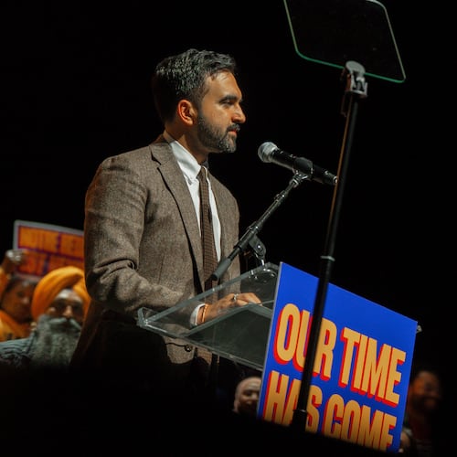 New York City mayoral candidate Zohran Mamdani speaks during his election campaign event, Monday, Oct. 13, 2025, in New York. (AP Photo/Olga Fedorova)
