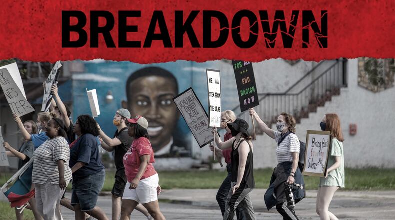 The fifth episode of the 8th season of "Breakdown" looks at how charges of racism will shape the trials of the Greg and Travis McMichael, and William Bryan, all accused of murdering Ahmaud Arbery. (ALYSSA POINTER / ALYSSA.POINTER@AJC.COM)