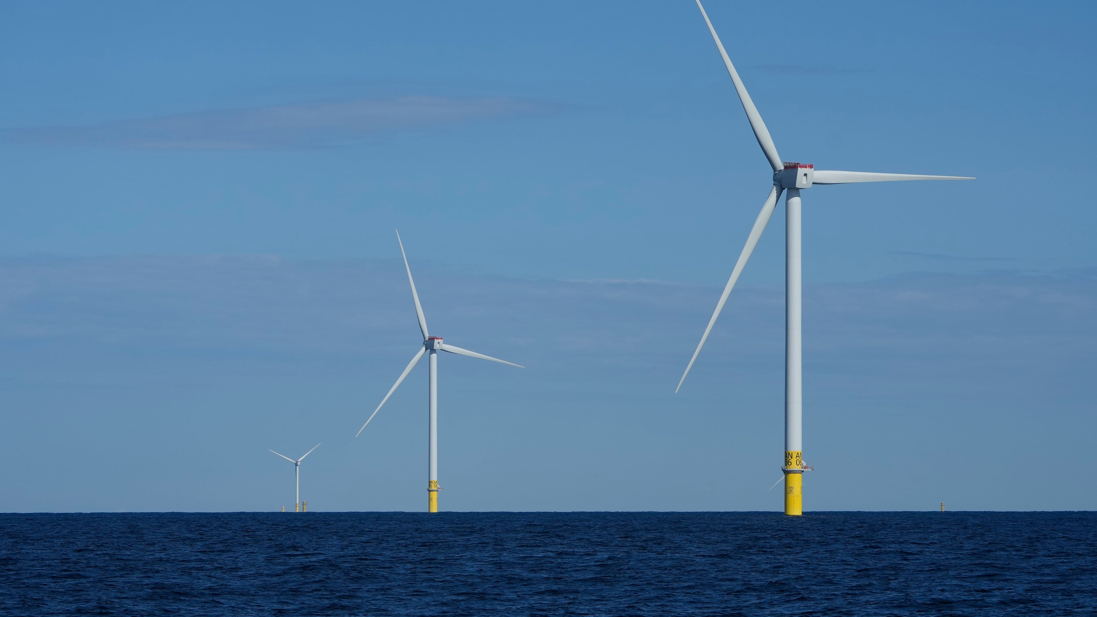FILE - Wind turbines of South Fork Wind are seen off the coast of Block Island, R.I., Oct. 9, 2024. (AP Photo/Seth Wenig, File)