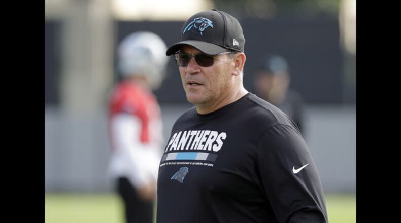 <p> David Tepper, right, arrives for the NFL owners spring meetings where a vote was expected on his purchase of the Carolina Panthers Tuesday, May 22, 2018, in Atlanta\. (AP Photo/John Bazemore) </p> <p> Carolina Panthers head coach Ron Rivera watches practice at the NFL football team's facility in Charlotte, N.C., Tuesday, May 22, 2018. While NFL owners are voting to approve the new Panthers owner in Atlanta, the team David Tepper is about to officially own takes to the field for the OTAs back in Charlotte with plenty of new faces.(AP Photo/Chuck Burton) </p> <p> Carolina Panthers' Cam Newton (1) looks to pass during practice at the NFL football team's facility in Charlotte, N.C., Tuesday, May 22, 2018. While NFL owners are voting to approve the new Panthers owner in Atlanta, the team David Tepper is about to officially own takes to the field for the OTAs back in Charlotte with plenty of new faces.(AP Photo/Chuck Burton) </p>