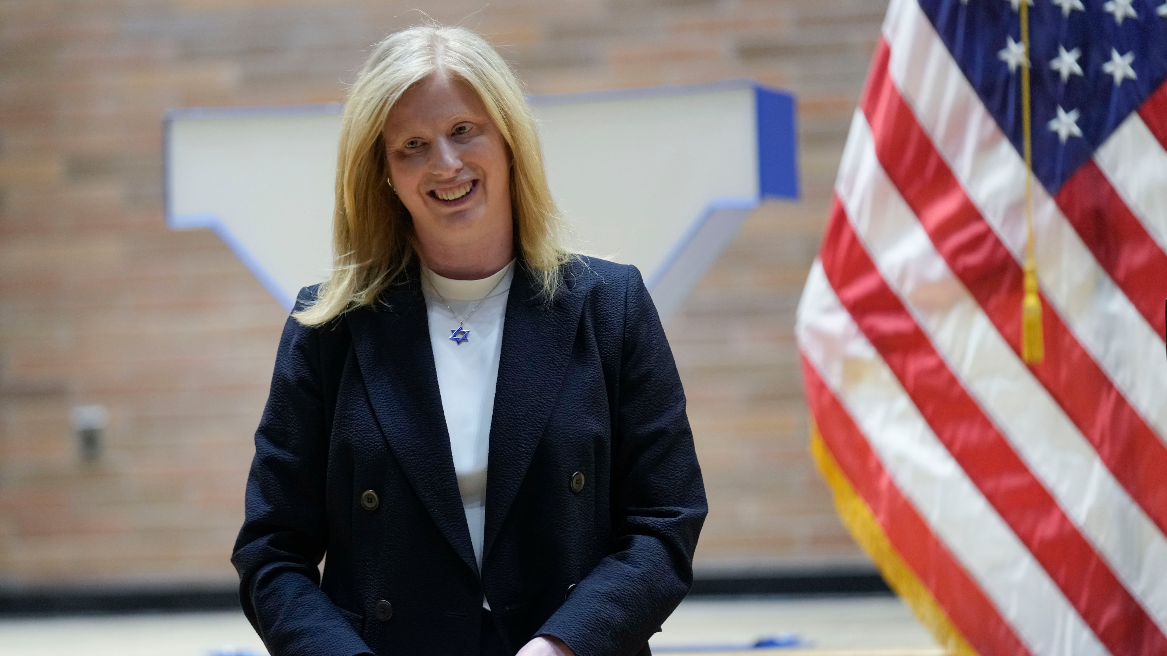 FILE - NYPD Commissioner Jessica Tisch steps off the stage after speaking during her swearing in ceremony at police headquarters in New York, Nov. 25, 2024. (AP Photo/Seth Wenig, file)