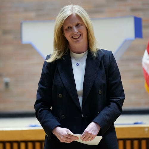 FILE - NYPD Commissioner Jessica Tisch steps off the stage after speaking during her swearing in ceremony at police headquarters in New York, Nov. 25, 2024. (AP Photo/Seth Wenig, file)