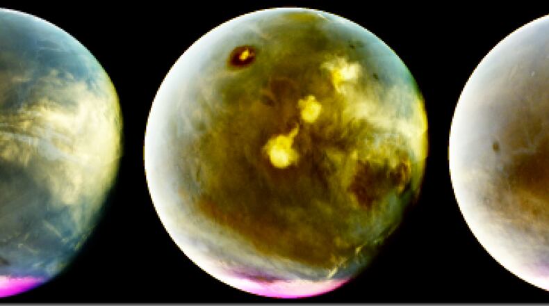 This image provided by NASA shows four-in-one photos of Mars taken by NASA's Maven spacecraft that's been orbiting the red planet since 2014? Maven is no more, NASA just declared it dead. (NASA via AP)