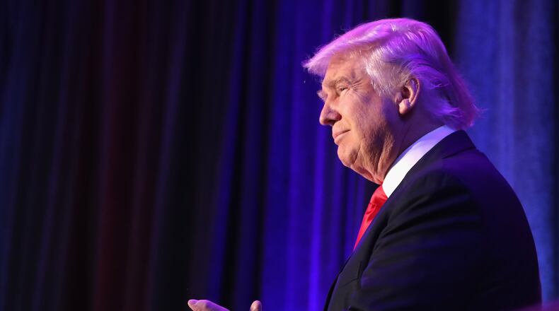 NEW YORK, NY - NOVEMBER 09: Republican president-elect Donald Trump acknowledges the crowd during his election night event at the New York Hilton Midtown in the early morning hours of November 9, 2016 in New York City. Donald Trump defeated Democratic presidential nominee Hillary Clinton to become the 45th president of the United States. (Photo by Joe Raedle/Getty Images)