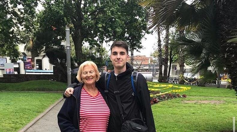 Dylan Nunnally with his grandmother in Spain. (Photo: Courtesy)