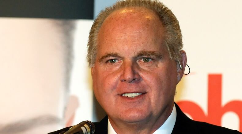 LAS VEGAS - JANUARY 27: Radio talk show host and conservative commentator Rush Limbaugh, one of the judges for the 2010 Miss America Pageant, speaks during a news conference for judges at the Planet Hollywood Resort & Casino January 27, 2010 in Las Vegas, Nevada. The pageant will be held at the resort on January 30, 2010. (Photo by Ethan Miller/Getty Images) Rush Limbaugh is top dog in the talk radio world for the ninth year in a row, according to Talkers magazine. CREDIT: Getty Images