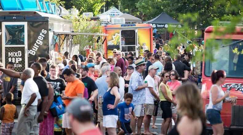 Food trucks in downtown Lilburn last year. (Credit: Facebook photo)