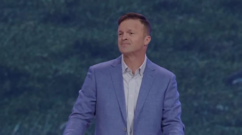 “My need, your need, the needs of Southern Baptists all over the world, the needs of women and children and, yes, the need of pastor Johnny Hunt is for a restored soul,” the Rev. Jeremy Morton said to a packed sanctuary at First Baptist Church Woodstock on Sunday, May 29, 2022. (Photo: FBC Woodstock livestream)