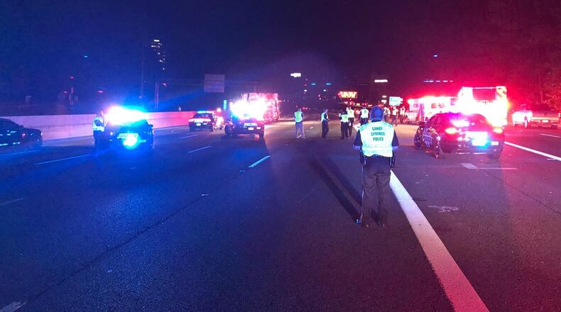 Police said the woman was illegally riding her moped on I-285 when she was struck and killed.