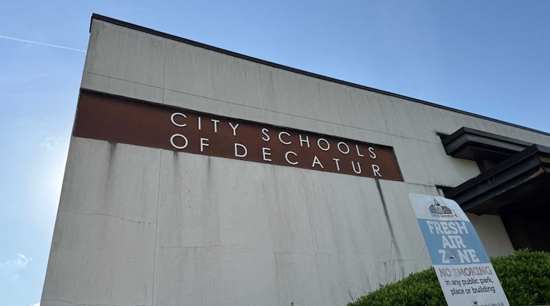 The City Schools of Decatur administrative building, pictured here on April 29, 2025. (Eric Stirgus/AJC)