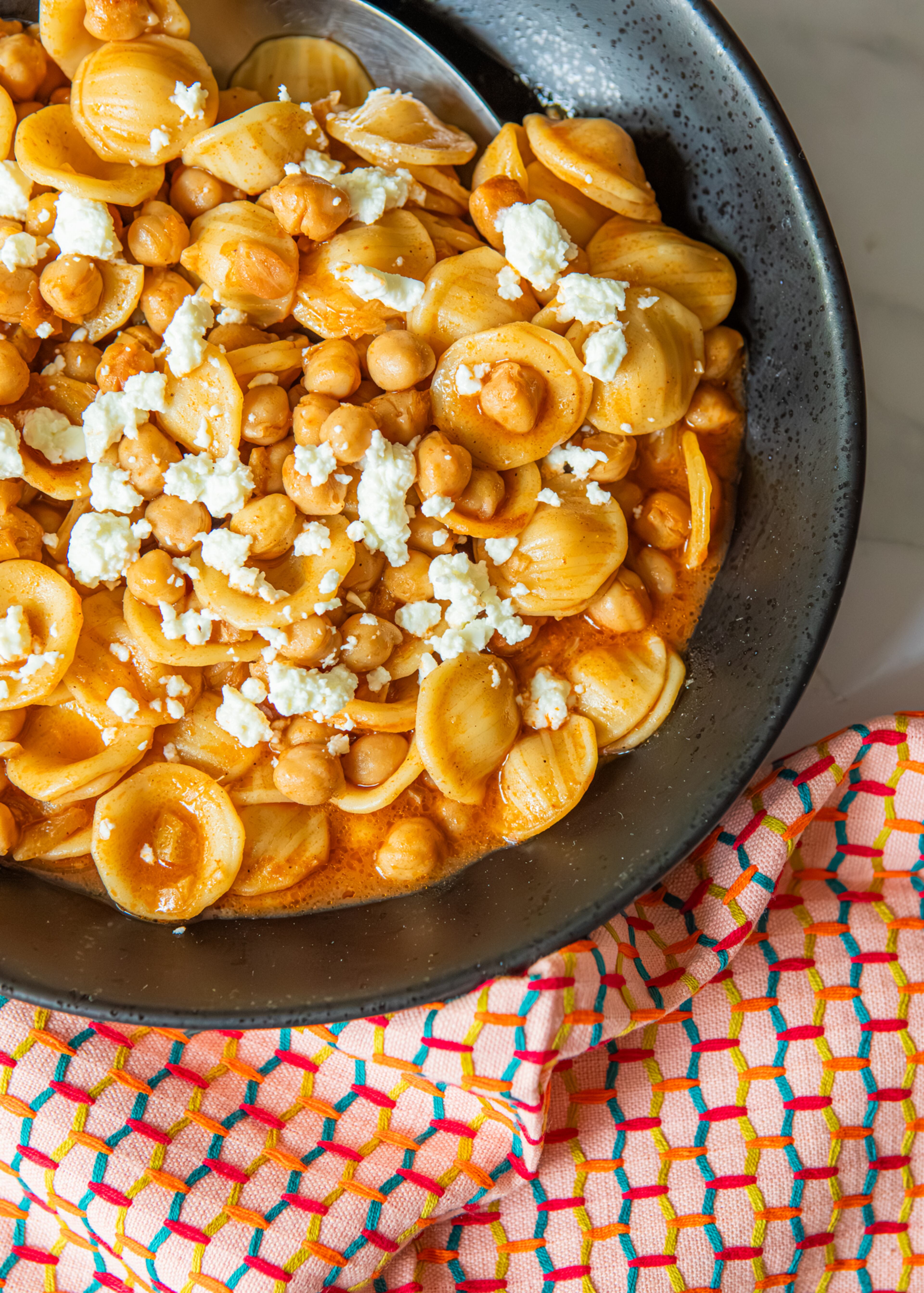 Moroccan flavors abound in Tagin-Inspired Pasta e Ceci. (Aaliyah Man for the AJC/food styling by Kate Williams)