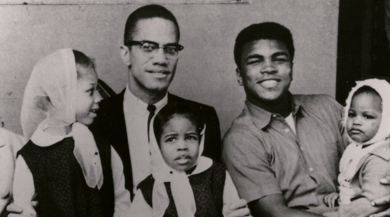"Blood Brothers: Malcolm X & Muhammad Ali." Malcolm X (left) and Muhummad Ali with their daughters. COURTESY OF NETFLIX © 2021