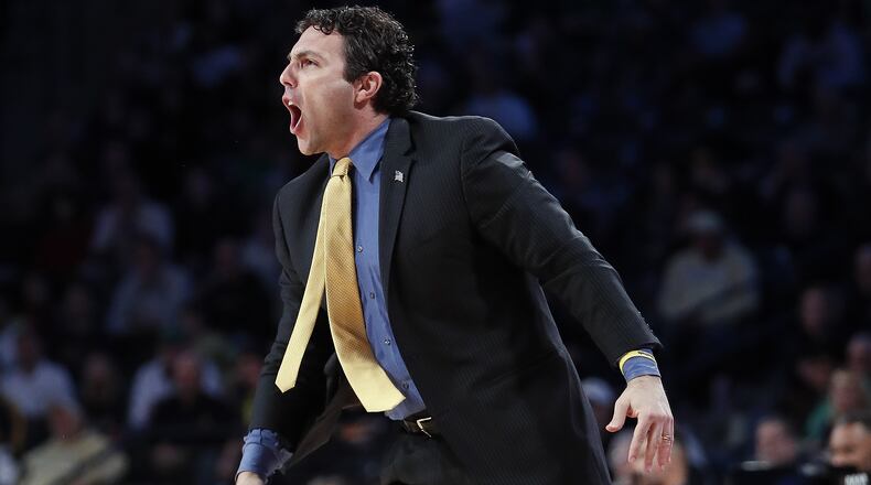 Georgia Tech head coach Josh Pastner reacts in the first half of an NCAA college basketball game against Notre Dame Saturday, Jan. 28, 2017, in Atlanta. (AP Photo/John Bazemore)
