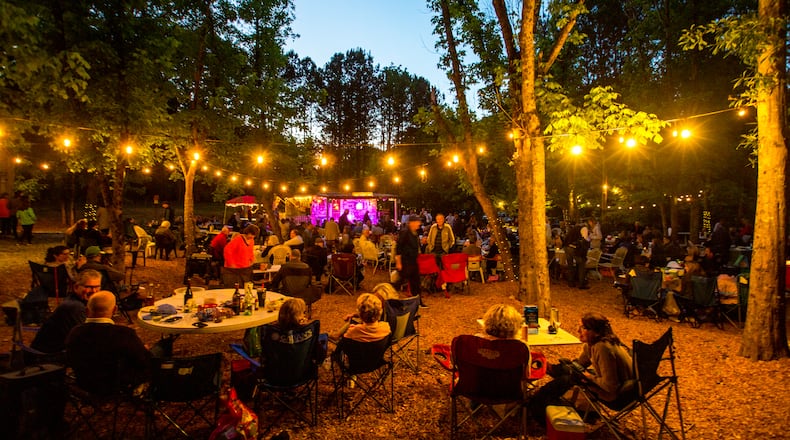 Matilda’s Under the Pines in Milton offers live music in an outdoor setting that allows guests to bring their own wine, candles, flowers and food. Contributed by Jenni Girtman for The Atlanta Journal-Constitution