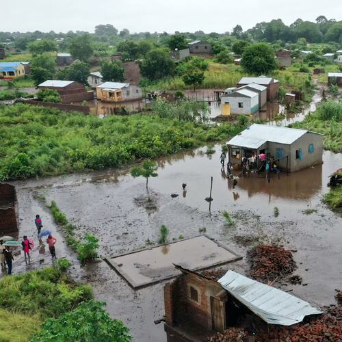 This image made from video shows the scene after flooding in Tete Province, Mozambique, Thursday, Jan. 15, 2026. (AP Photo)