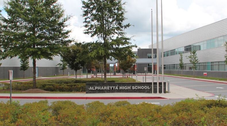 An email indicated there was a device somewhere in Alpharetta High School. (Credit: Google Maps)