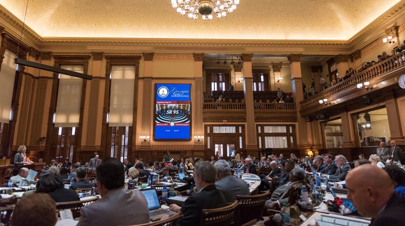 March 14, 2017, Atlanta - Rep. Jan Jones, R - Milton, argues Senate Resolution 95 during legislative session in Atlanta, Georgia, on Tuesday, March 14, 2017. The House voted 101-74 against Senate Resolution 95. (DAVID BARNES / SPECIAL)
