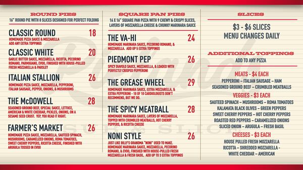 Pielands menu