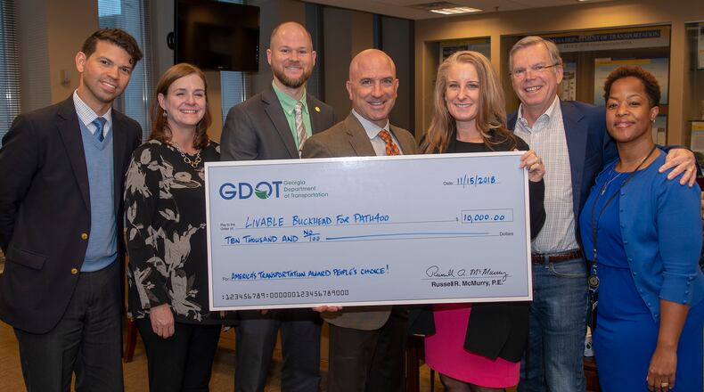 Buckhead CID accept the Socrata People’s Choice Award on Nov. 15 at GDOT headquarters. CONTRIBUTED