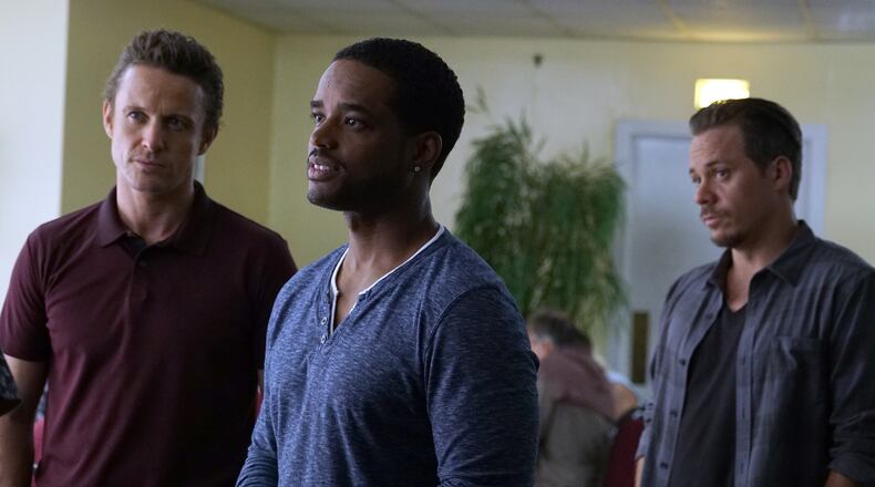 GAME OF SILENCE -- "Blood Brothers" Episode 101 -- Pictured: (l-r) David Lyons as Jackson Brooks, Larenz Tate as Shawn Cook, Michael Raymond-James as Gil Harris -- (Photo by: Annette Brown/NBC)