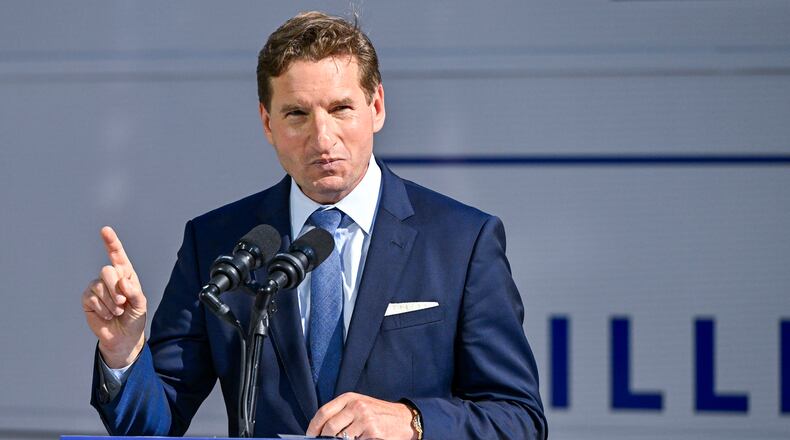 U.S. Rep. Dean Phillips (D-Minnesota) at a rally outside of the New Hampshire Statehouse last October. (Gaelen Morse/Getty Images/TNS)