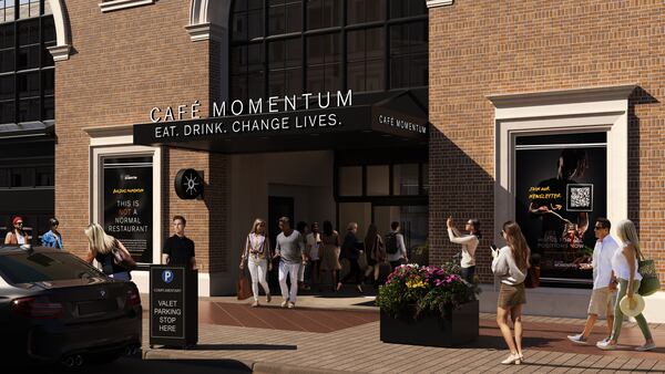 This is an artist's rendering of the exterior of Cafe Momentum, set to open in downtown Atlanta this fall. (Courtesy of Cafe Momentum)