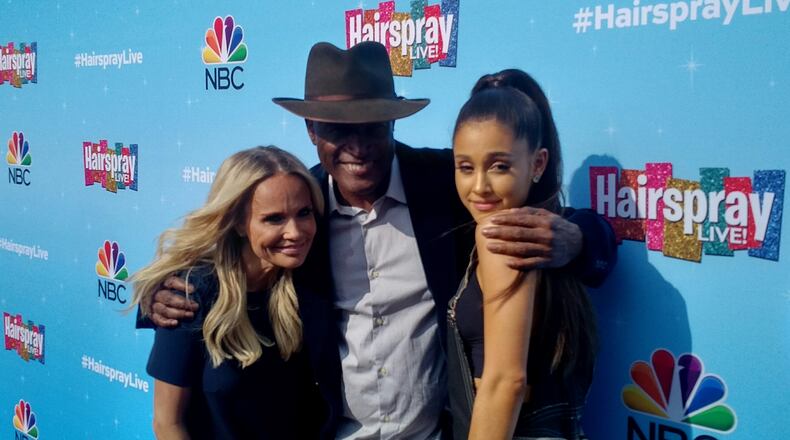 Kenny Leon poses with Kristin Chenoweth and Ariana Grande on the set of "Hairspray Live!" Photo: Melissa Ruggieri/AJC