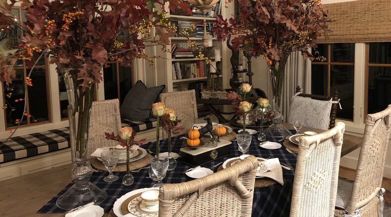 These grand bouquets are made with real oak tree branches and bittersweet. (Mary Carol Garrity)