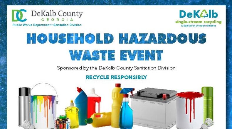 For free, DeKalb County residents may recycle household hazardous waste from 8 a.m. to noon Oct. 15. (Courtesy of DeKalb County)