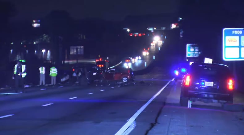 A crash along I-20 West in DeKalb County left one child dead and at least six other people hurt Monday morning, according to officials.